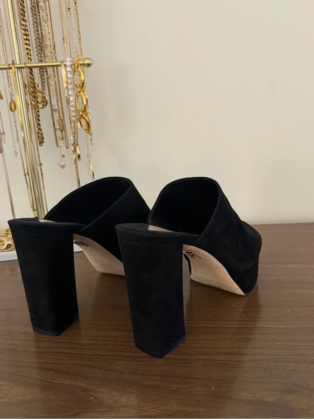 NEW Tamara Mellon Black Suede Platform Mule Heels EU Size 41.5